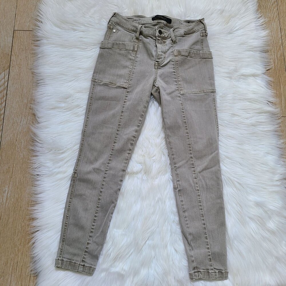 Liverpool Jeans Womens The Kylie Cropped Cargo Army Green Pants Ankle Zip